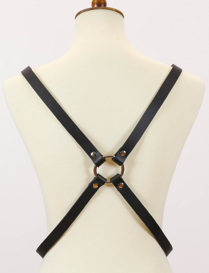 Genuine Leather Cross 'X' Harness Buckle Straps