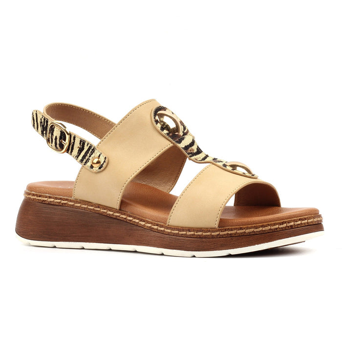 Georgia Beige Wedge Sandal