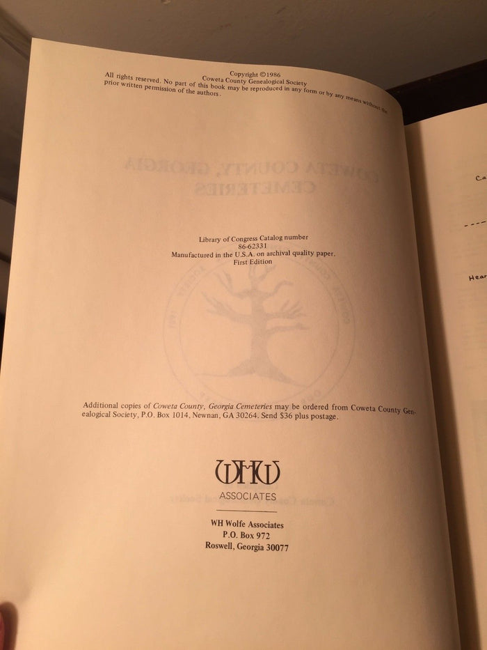 GEORGIA CEMETERIES COWETA COUNTY Coweta County Genealogical Soc. 1st/1st 1986 HC