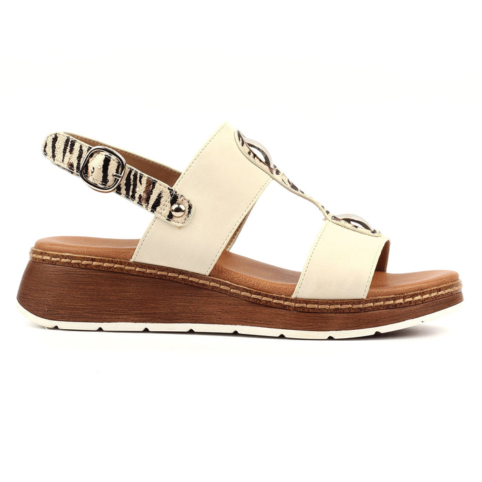 Georgia White Wedge Sandal