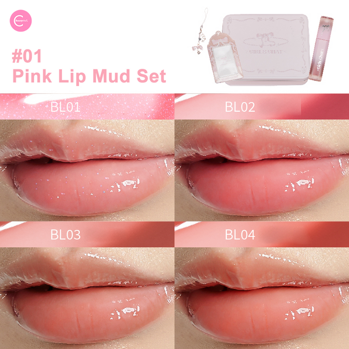 Girls Chat “Whisper of Rebellion” Lip Mud & Gloss Set style #Set 1