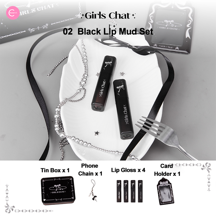 Girls Chat “Whisper of Rebellion” Lip Mud & Gloss Set style #Set 1