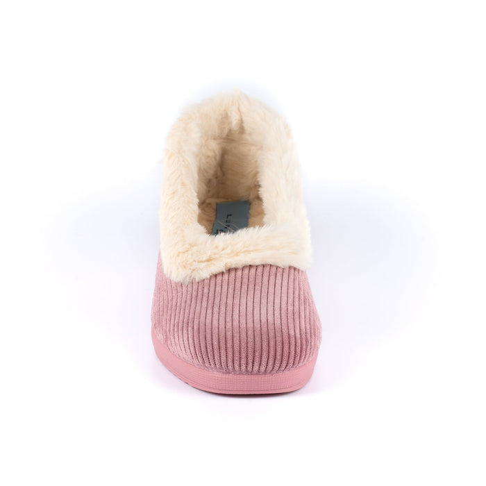 Glynis Heather Fur Trim Wedge Slipper