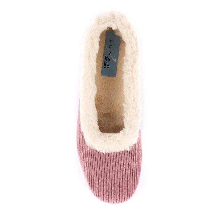 Glynis Heather Fur Trim Wedge Slipper