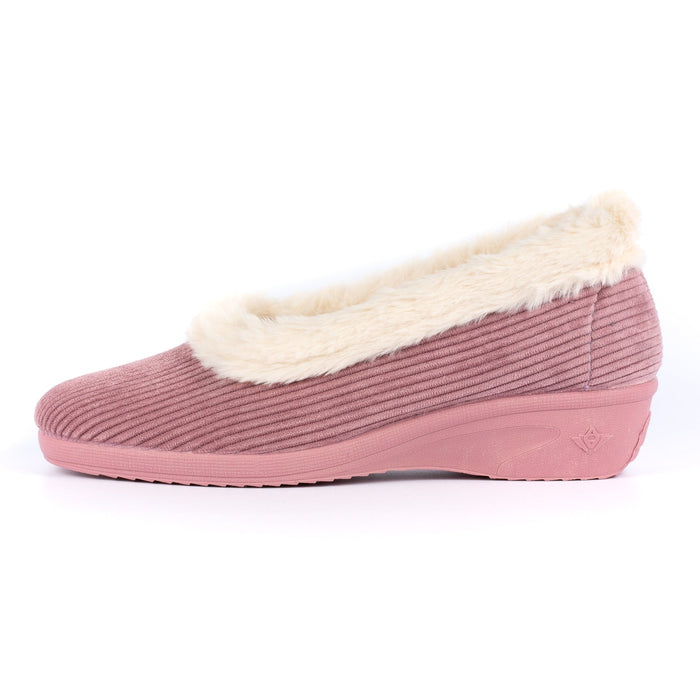 Glynis Heather Fur Trim Wedge Slipper