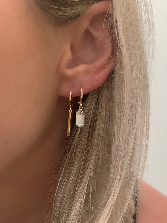 Gold Bar Huggie Earrings