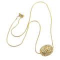 Gold Micro Pave Oval Egg Pendant Chain Necklace 18"