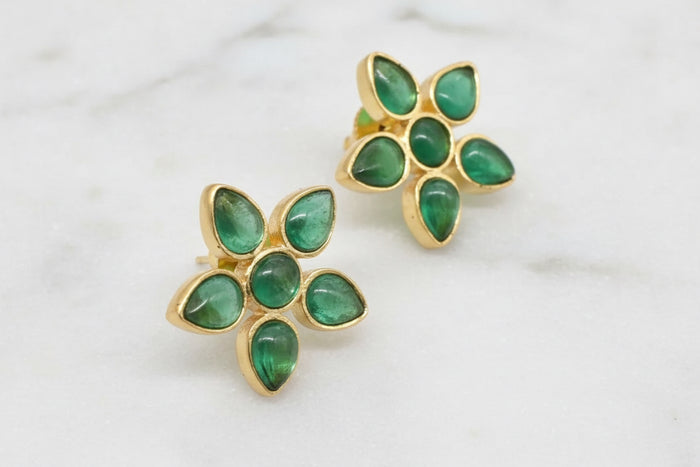 Green Diopside Quartz Stud Earrings