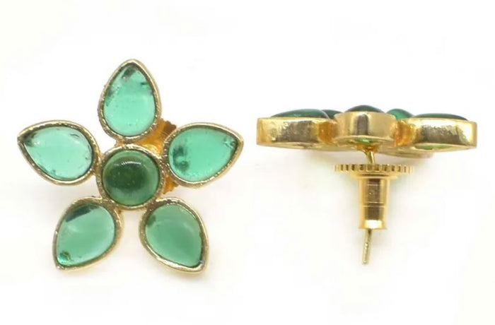 Green Diopside Quartz Stud Earrings