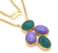 Green Onyx & Purple Charoite Pendant - Chain Necklace 18"