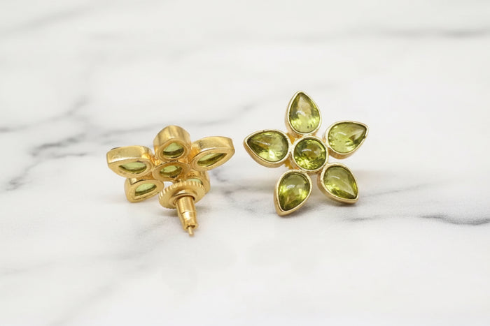 Green Peridot Stud Earrings