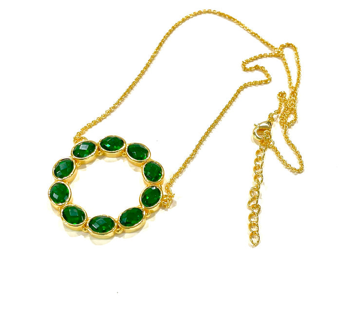 Green Quartz Chain Pendant Necklace 18”