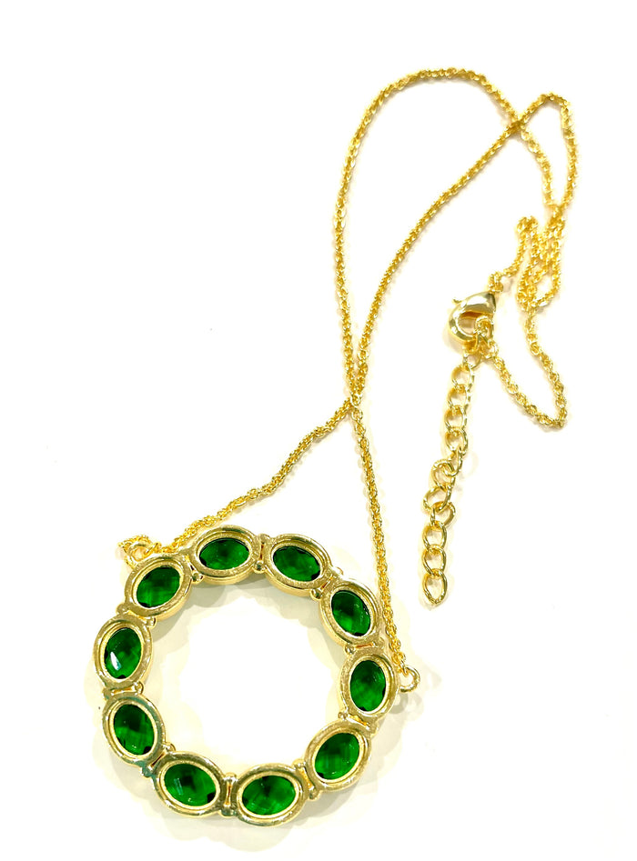 Green Quartz Chain Pendant Necklace 18”