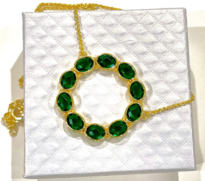 Green Quartz Chain Pendant Necklace 18”