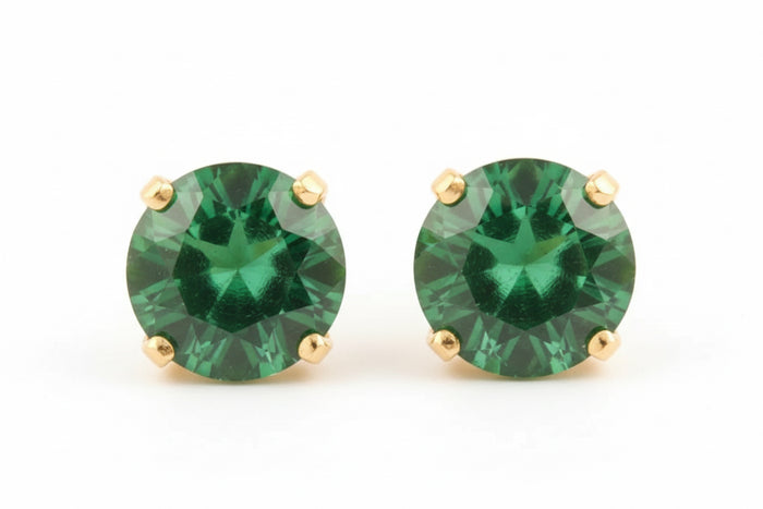 Green Quartz Gemstone Stud Earrings