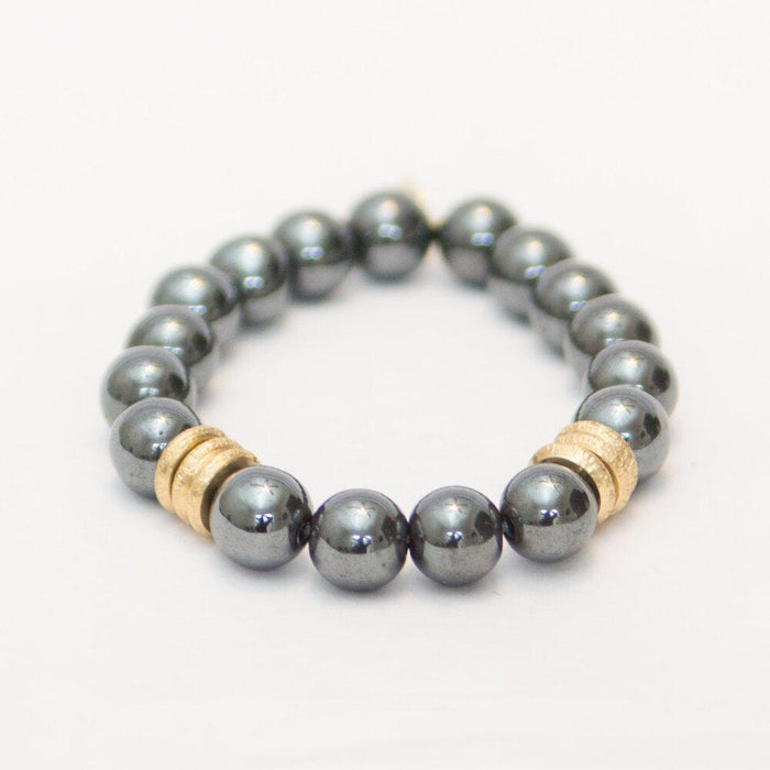 Gunmetal Hematite Bracelet | Gold Rings