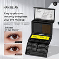 HANJILIAN 3-in-1 Little Black Box eyeliner stamp set shown open with stamp applicators and eye makeup examples