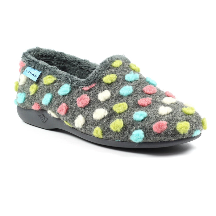 Helix Grey Polka Dot Slipper