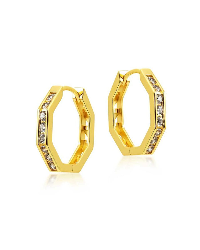 Hexagon Hoop Earrings in white background