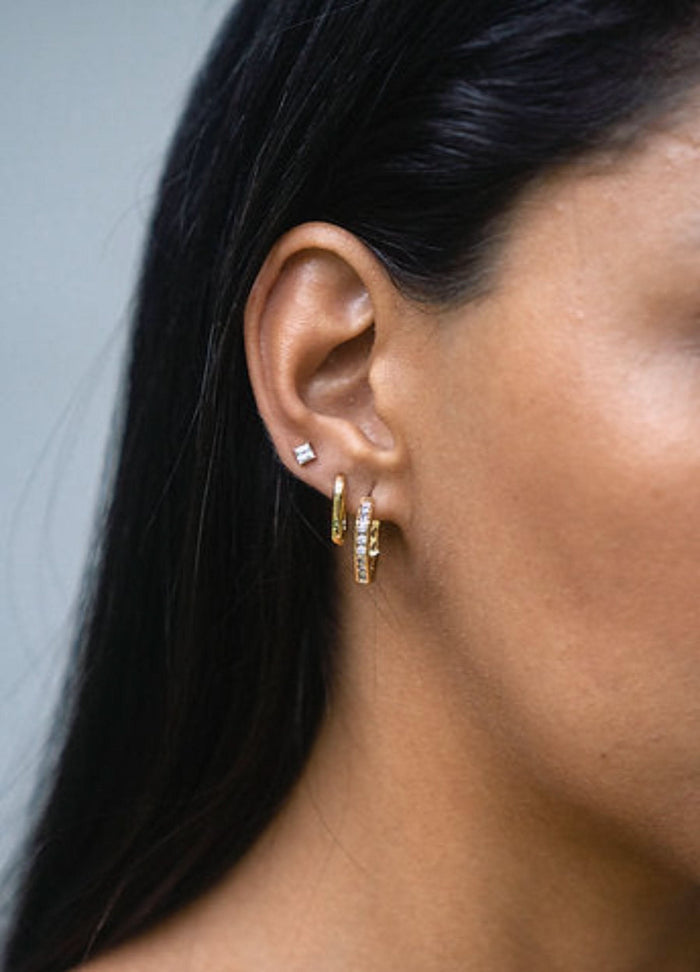 Cult of Sun gold hexagon crystal earrings