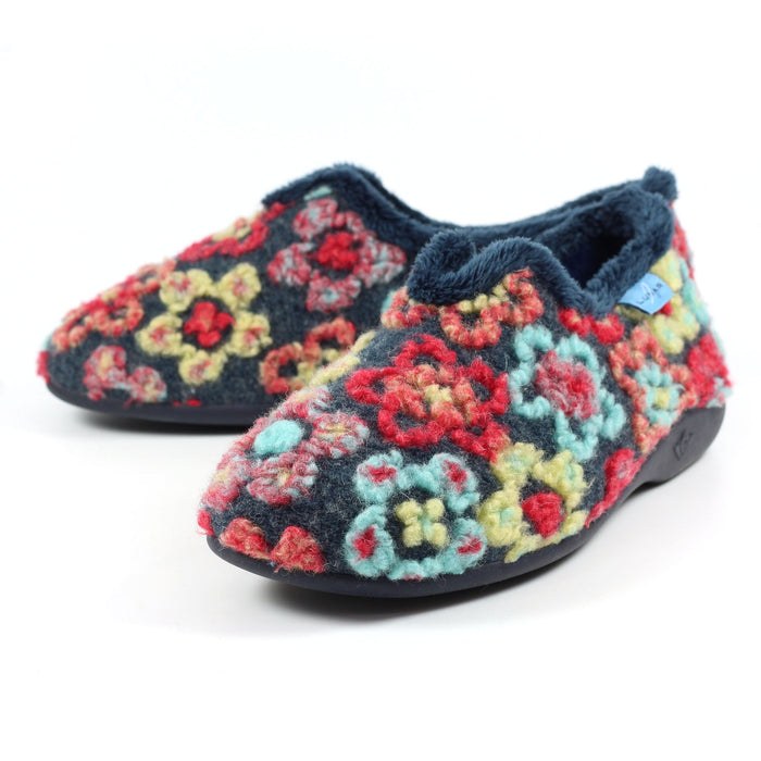 Hippy Navy Flower Full Slipper