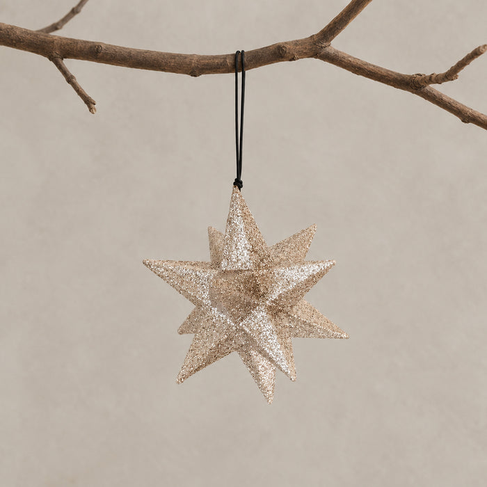 Holiday Ornament - Polygon star, champage (box of 4)