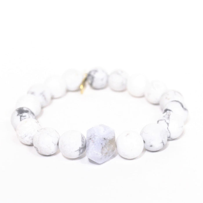 Howlite Bracelet | Blue Lace Agate Center Stone