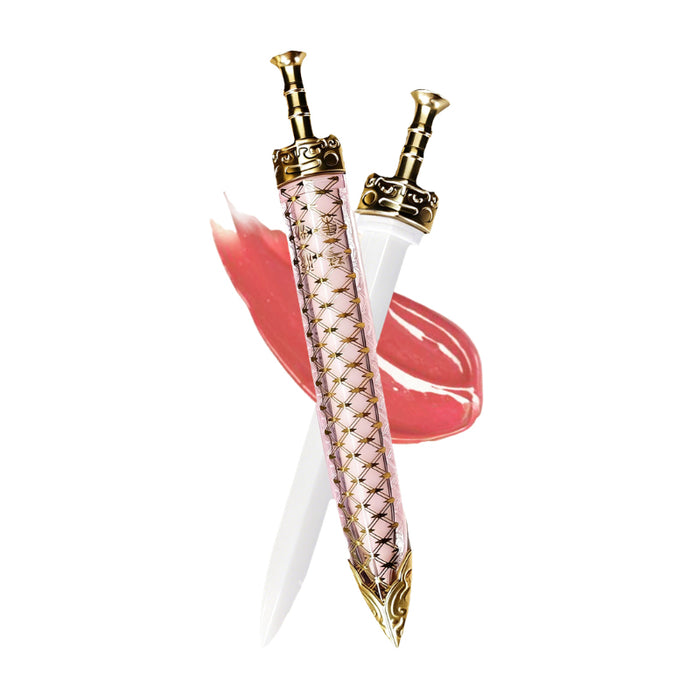 HUAZHUANGJI jade mirror lip glaze tubes with ornate gold caps and pink-red swatches