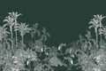 Hunter Green Flamingo Toile Wall Mural-Wall Mural-Eazywallz