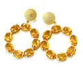 Citrine Gemstone Gold Twisted Statement Earrings 2"