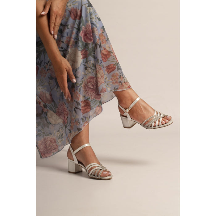 Imani Silver Block Heel Sandal