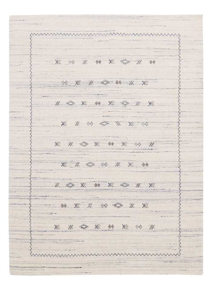 Ivory Modern Tribals Design Hand Loomed Wool Area Rug - The Rug Decor