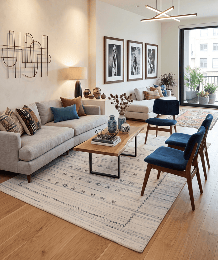 Ivory Modern Tribals Design Hand Loomed Wool Area Rug - The Rug Decor