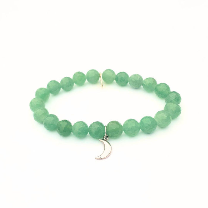 Jade Bracelet | Silver Crescent Moon