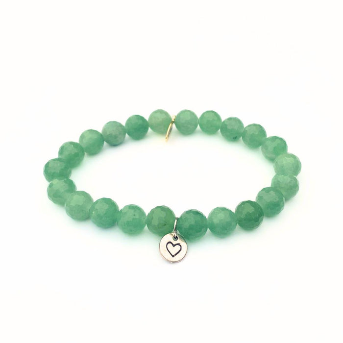 Jade Bracelet | Silver Heart Charm