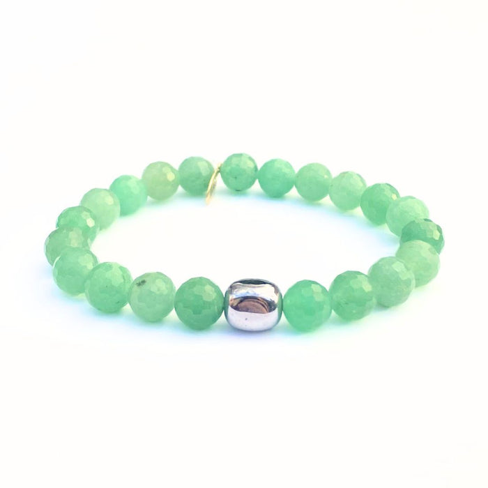 Jade Crystal Bracelet | Faceted + Platinum Hematite