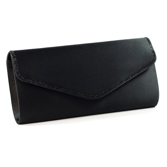 Janelle Black Satin Bag