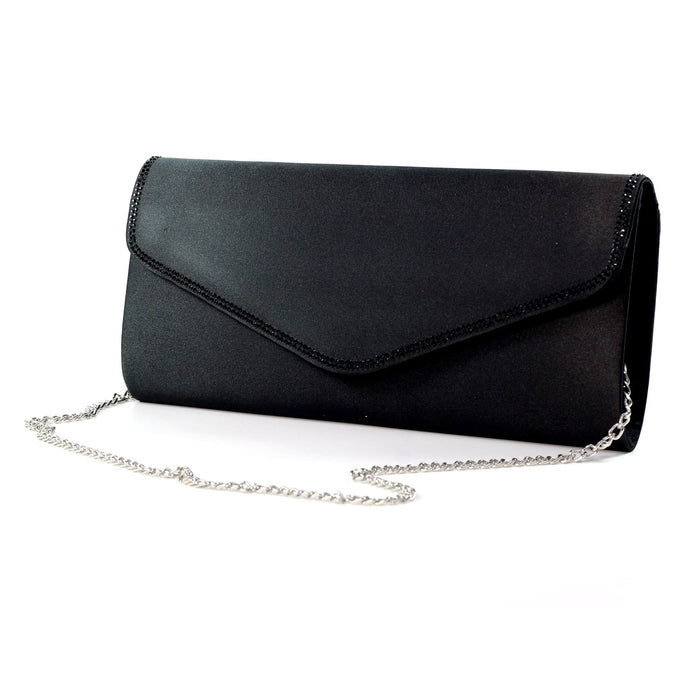 Janelle Black Satin Bag