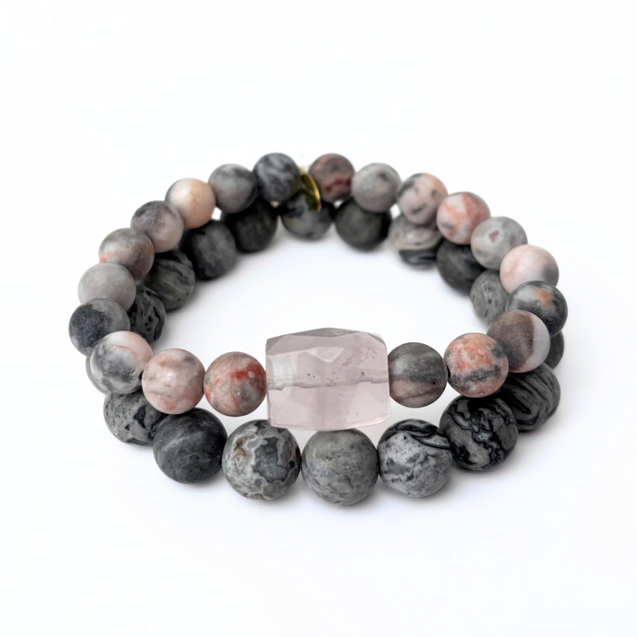 Jasper Bracelet Stack | Rose Quartz