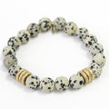 Jasper Stone Bracelet | Dalmatian + Gold Rings