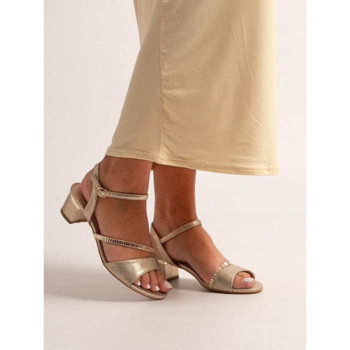 Jen Gold Block Heel Sandal