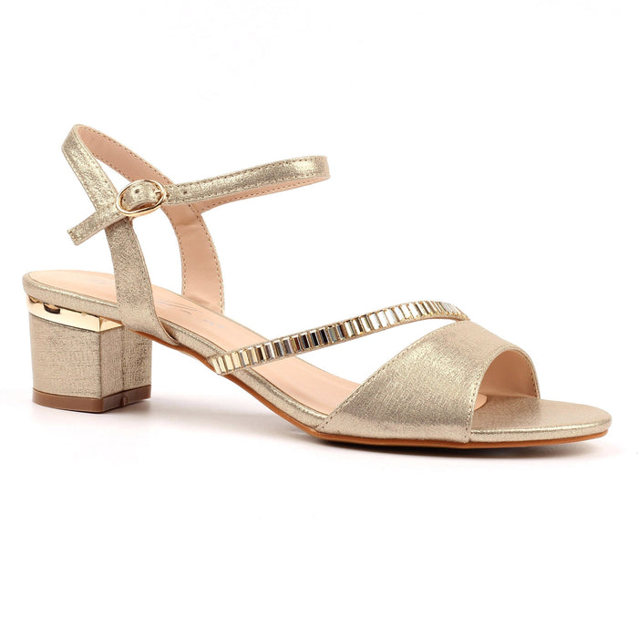 Jen Gold Block Heel Sandal