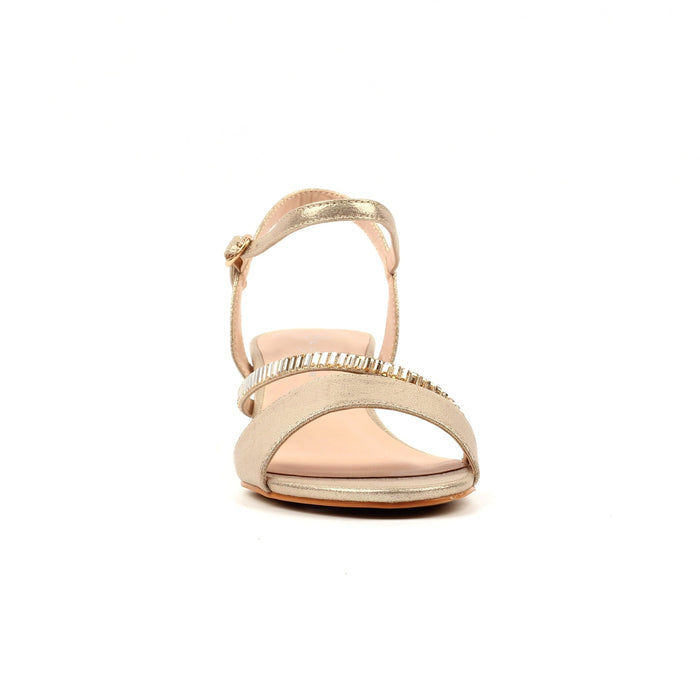 Jen Gold Block Heel Sandal