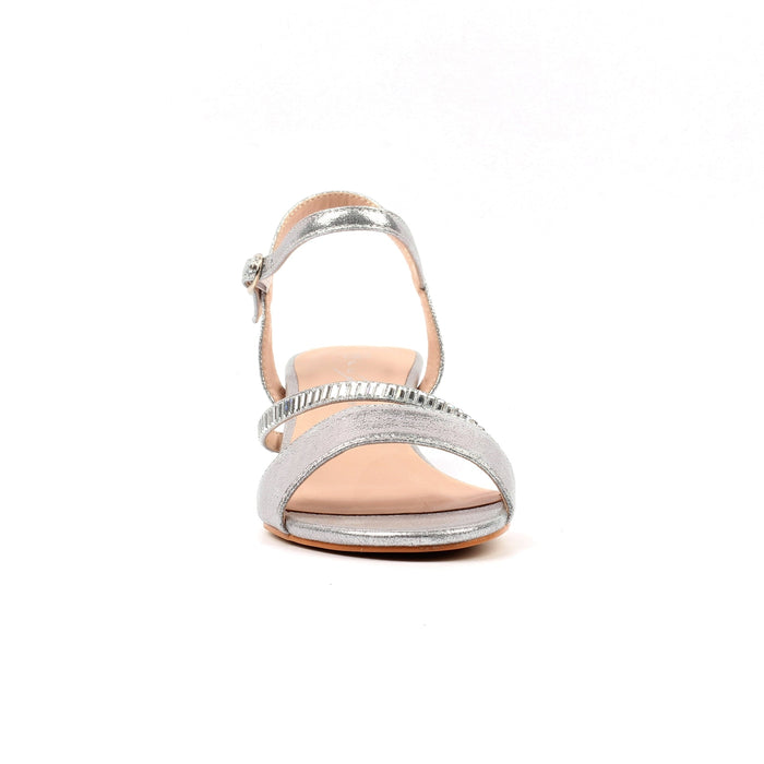 Jen Silver Block Heel Sandal