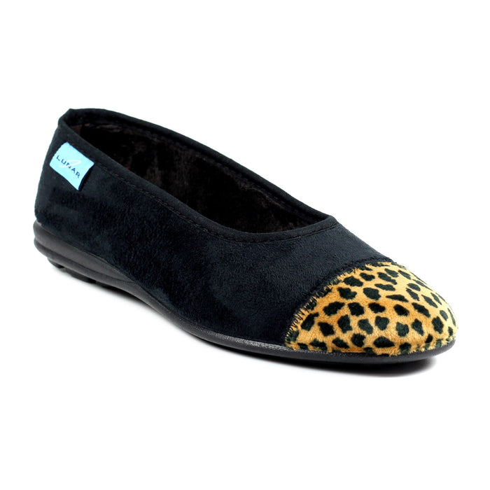 Jessie Black Leopard Pump Slipper