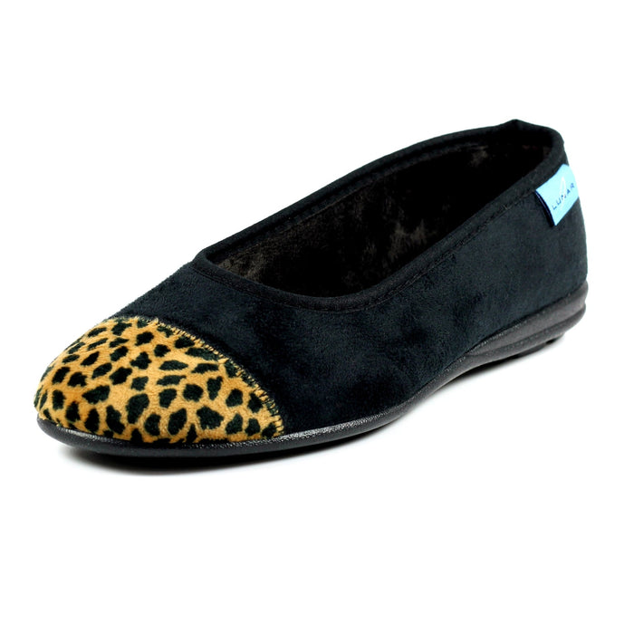 Jessie Black Leopard Pump Slipper