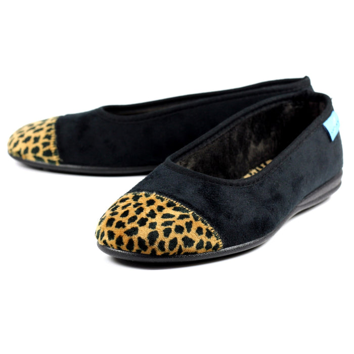 Jessie Black Leopard Pump Slipper