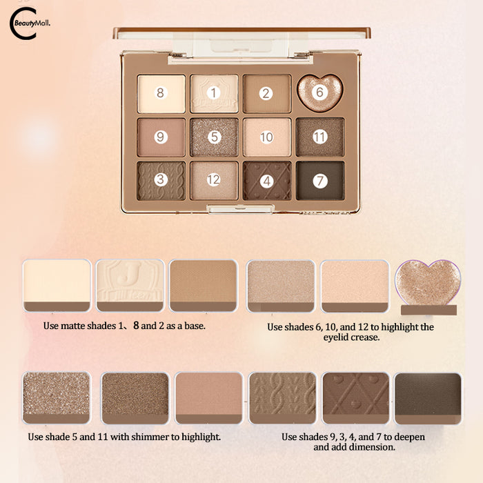 JILLLEEN Butterfly Palette 12-Color Eyeshadow shade 01