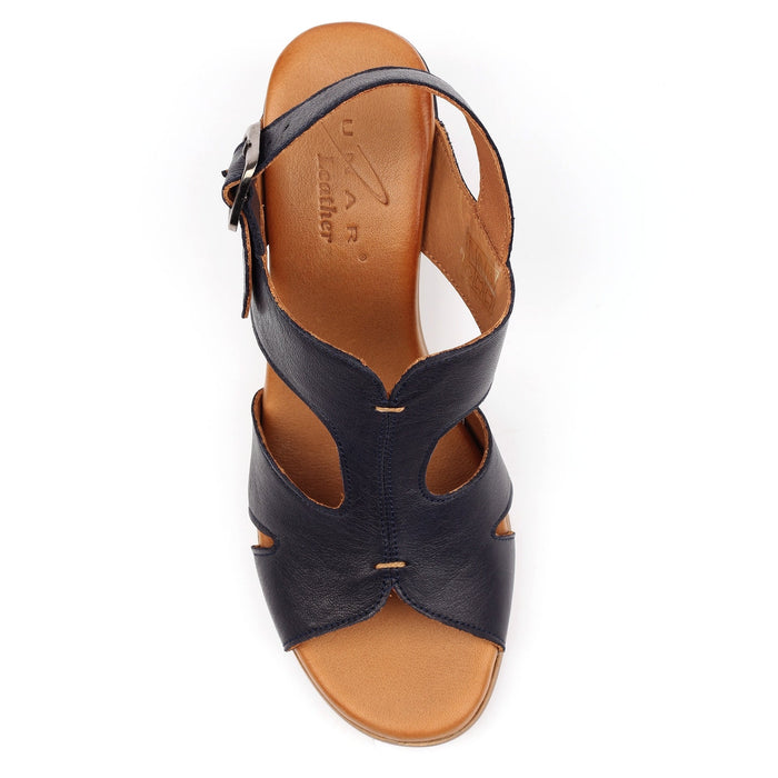 Joanna Navy Leather Sandal