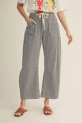 Jod Drawstring Waist Striped Pants